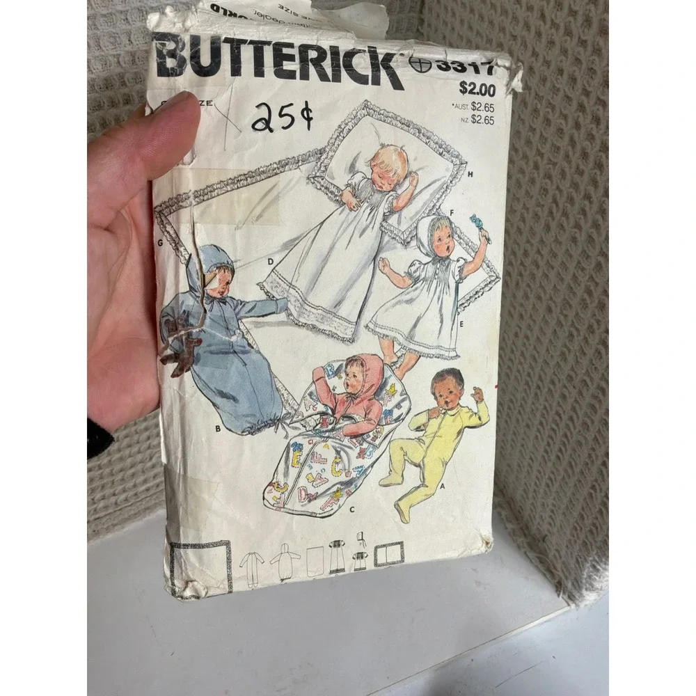 Vintage Infant Butterick 3317 Layette Christening Sewing Pattern OS White